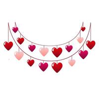 1 Cute vector garland of hearts on a white isolated background for Valentine's day. Flat design element. Minimal cartoon illustration for design web banner and greeting card