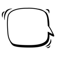 Vector abstract square speech bubble for words and text. Black doodle hand drawn. Isolated Ink drawn dialogue sketch for design, comics and web banners