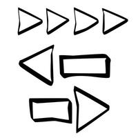 Vector set of abstract curved bold arrows . Hand drawn empty and crooked pointers. Isolated Ink drawn stroke lines elements for design.