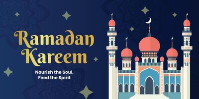 ramadhan banner design with mosque template vector