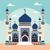 flat illustration of a mosque with vibrant color vector