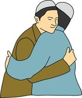 vector illustration of people hugging and wishing Eid