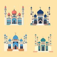 set of mosques illustration with vibrant color vector