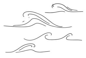 Set of line with simple wave doodles. vector