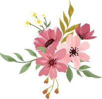 Elegant bouquet with maroon flowers vector