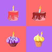 sin costura modelo de con contento cumpleaños pasteles tartas pasteles magdalenas, mano dibujado vector