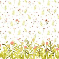 Botanical seamless pattern hand drawn. White background with plant border. Minimalist style. Vector