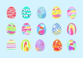 Happy easter. Set of Easter eggs. Easter symbol with abstract pattern in retro style. Vector