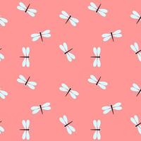 Seamless pattern with dragonflies in Scandinavian style for printing on fabric and wrapping paper. vector