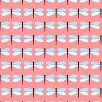 Seamless pattern with dragonflies in Scandinavian style for printing on fabric and wrapping paper. vector