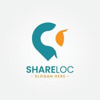 Share location logo design template. Map pointer icon vector. Creative pin share symbol concept. vector