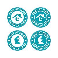 Set of Pray at Home Logo Vector, Label, Emblem. Social Media Content Symbol Stay at Home. vector