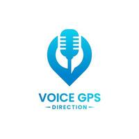 Voice gps drive point logo design template. Gps map location and voice icon vector combination. Creative map pointer symbol concept.