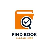 Find book logo design template. Book icon with magnifying glass combination. Review search symbol. Concept of analysing, correcting, evaluating, surveying, etc. vector