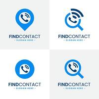 encontrar contacto logo diseño modelo. contacto descubridor icono vector. teléfono, contacto, charlar, Servicio consultante, buscar concepto. plano estilo para gráfico diseño, logo, web, ui vector