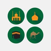 Set of Islamic flat icon vector. Ramadan Kareem  Eid Mubarak symbol icon design illustration. vector