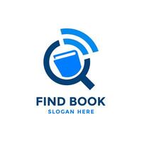 Find book logo design template. Online reading book symbol. Education media concept. vector