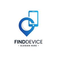 Find device logo design template. Device finder icon. Find my phone vector illustration. Modern phone location logo.