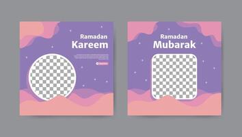 Collection of trendy ramadan kareem social media post templates. Square banner design background. vector