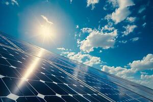 AI generated Solar panel for alternative electricity in daylight photo