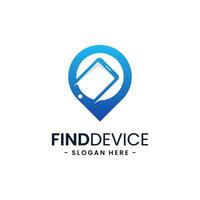 Find device logo design template. Device finder icon. Find my phone vector illustration. Modern phone location logo.