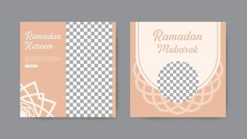 Collection of trendy ramadan kareem social media post templates. Square banner design background. vector