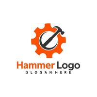 Hammer Logo Vector for construction, maintenance, property, home repairing business company.