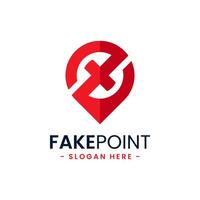 Fake point logo design template. Initial letter x and point icon vector combination. Creative letter x for location symbol concept.