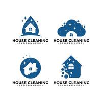 Set of House Cleaning logo vector combination. Creative cleaning logo template design.