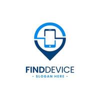 Find device logo design template. Device finder icon. Find my phone vector illustration. Modern phone location logo.