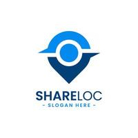 Share location logo design template. Map pointer icon vector. Creative pin share symbol concept. vector