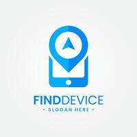 Find device logo design template. Device finder icon. Find my phone vector illustration. Modern phone location logo.