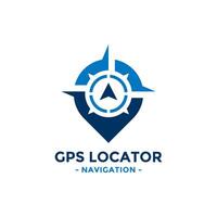 Gps locator logo design template. Compass and gps map location icon vector combination. Creative compass logo symbol concept.