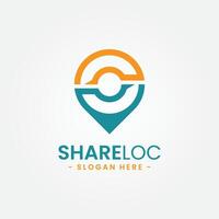 Share location logo design template. Map pointer icon vector. Creative pin share symbol concept. vector