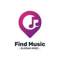 Find music logo design template. Musical icon with point location combination. vector