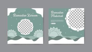 Collection of trendy ramadan kareem social media post templates. Square banner design background. vector