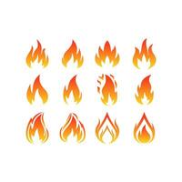 Set of Fire logo vector, icon, symbol, illustration design template. Isolated on white background. vector