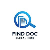 Review search logo design template. Magnifying glass icon with document paper sheet combination. Concept of analysing, correcting, evaluating, surveying, etc. vector