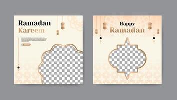 Collection of trendy ramadan kareem social media post templates. Square banner design background. vector