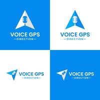 Voice gps drive point logo design template. Gps map location and voice icon vector combination. Creative map pointer symbol concept.