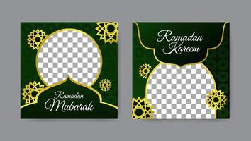 Collection of trendy ramadan kareem social media post templates. Square banner design background. vector