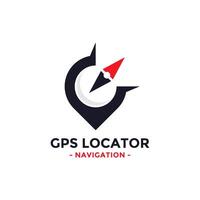 Gps locator logo design template. Compass and gps map location icon vector combination. Creative compass logo symbol concept.