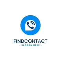 Find contact logo design template. Contact finder icon vector. Telephone, contact, chat, service consulting, search concept. Flat style for graphic design, logo, web, UI. vector