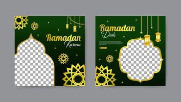 Collection of luxury ramadan sale social media post templates. Square banner design background. vector