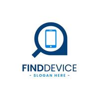 Find device logo design template. Device finder icon. Find my phone vector illustration. Modern phone location logo.