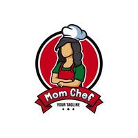 Mom chef cartoon character logo vector with different color. Chef logo mascot illustration.