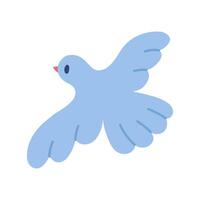 Cute dove flying. Vector flat illustration isolated on white background.