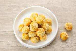 Nastar Cookies with pineapple jam inside. Familiar during the month of Ramadan and Idul Fitri. photo