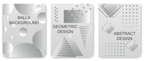 Abstract geometric banner design or background template. Elegant and luxurious banner with silver shapes. Modern abstract cover set, minimal design. Vector illustration.