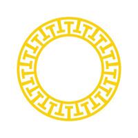 Abstract yellow decorative greek meander circle frame vector label